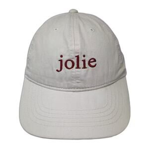 Jolie Baseball Cap Hat Beige Red Embroidered Adjustable Slideback Strap OS